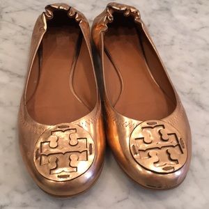 Tory Burch rose gold flats